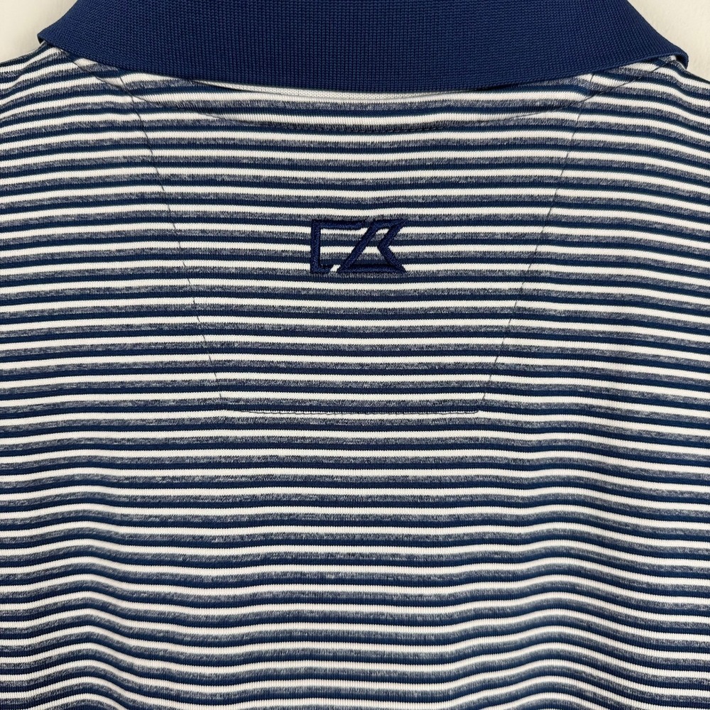 Cutter & Buck Mens Blue White Striped Polo Shirt Small Canadian Malartic - Picture 10 of 12